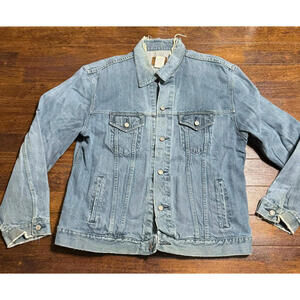 GAP 1969 Mens Denim Jean Jacket Distressed Frayed XXL (XL) Trucker